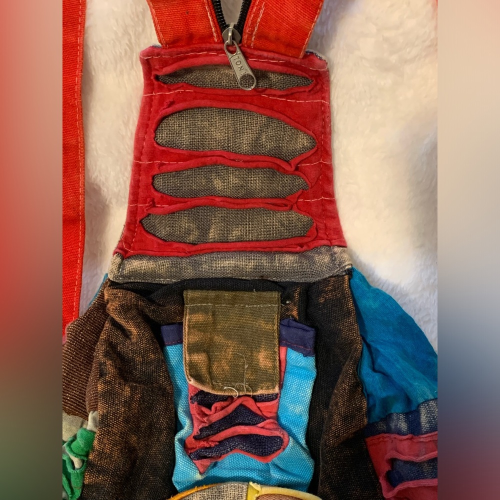 Multicolor Bohemian Patchwork Backpack, Zipper, C… - image 2